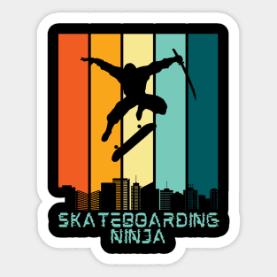 Skateboarding Ninja - Funny Ninja Sticker